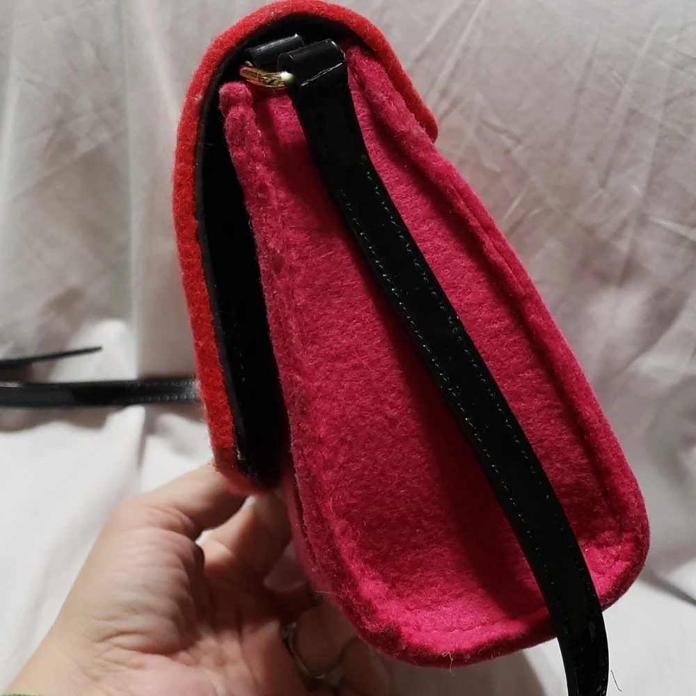 Kate spade pink and red felted crossbody rare